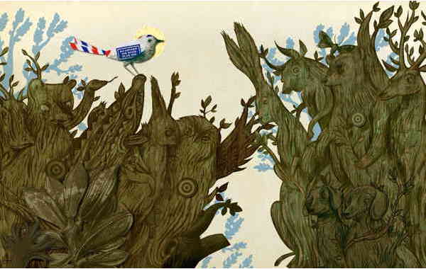 Illustration zu 'Vöglein im hohen Baum' von Christoph Mett