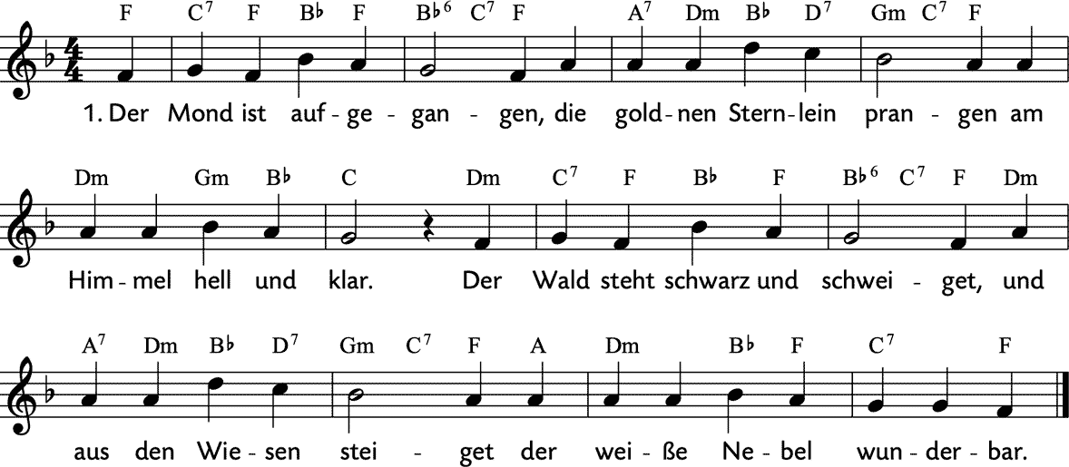 Noten 'Der Mond ist aufgegangen'