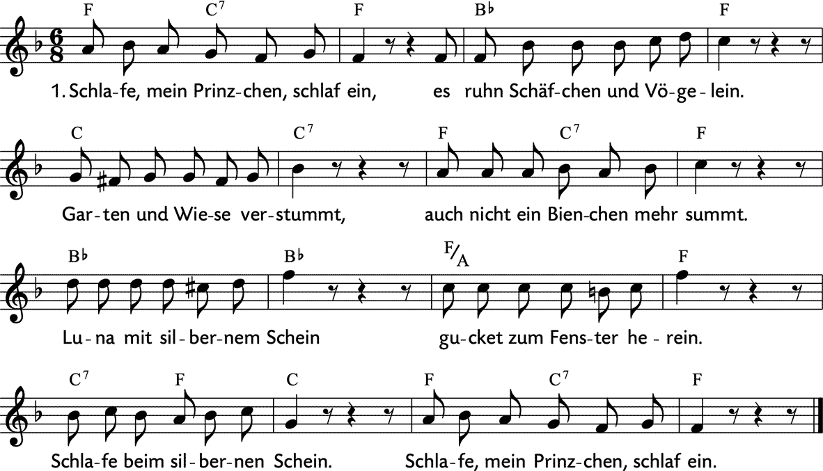 Noten 'Schlafe, mein Prinzchen, schlaf ein'