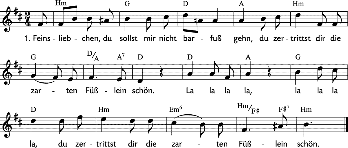 Noten 'Feinsliebchen, du sollst mir nicht barfuß gehen'