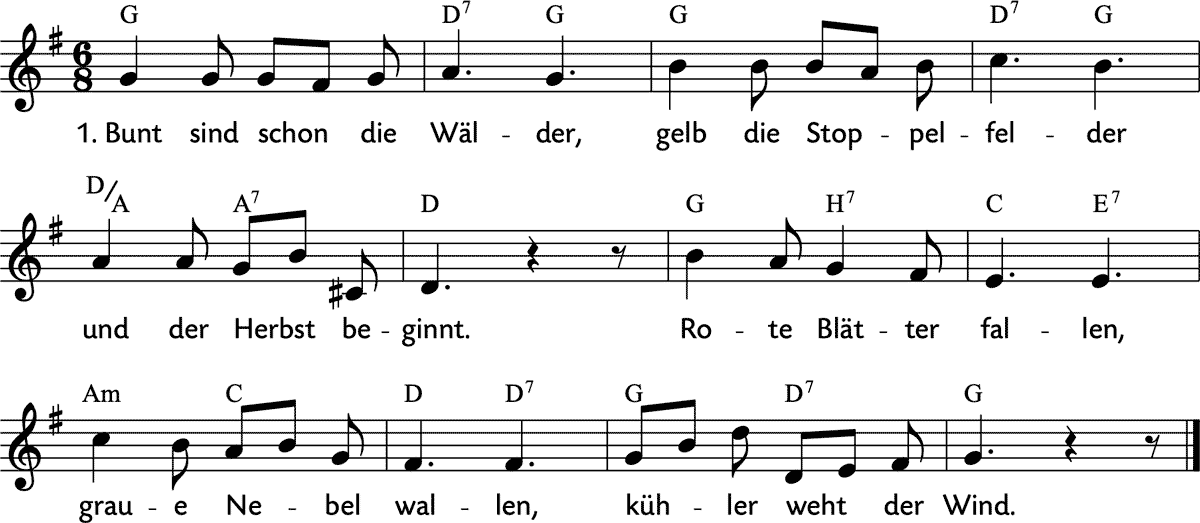 Noten 'Bunt sind schon die Wälder'