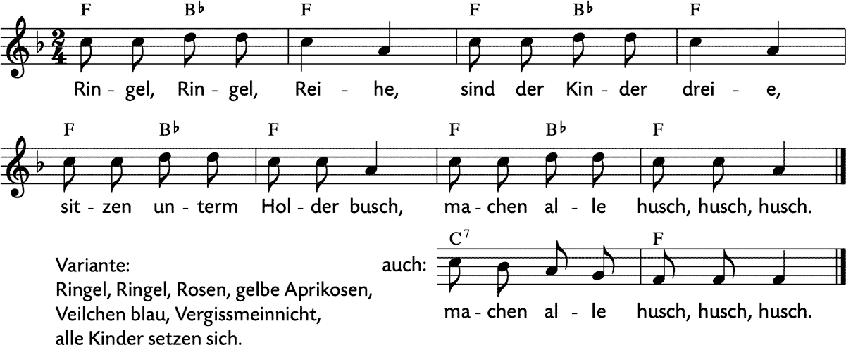 Noten 'Ringel, Ringel, Reihe'