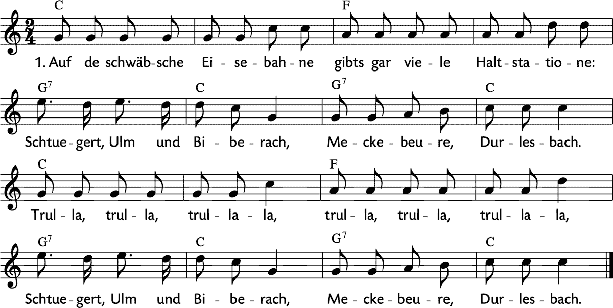 Noten 'Auf de schwäbsche Eisebahne'