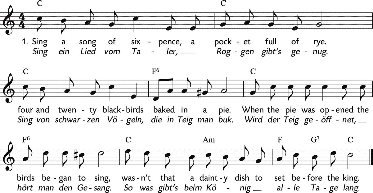Noten 'Sing a song of sixpence / Sing ein Lied vom Taler'