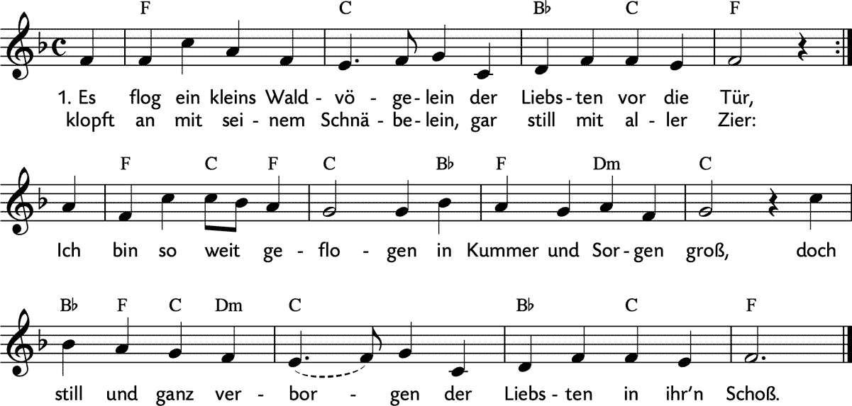 Noten 'Es flog ein kleins Waldvöglein'